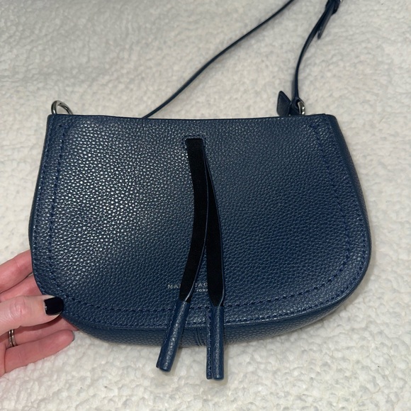 Marc Jacobs Handbags - Marc Jacobs Navy Blue Pebbled Leather Crossbody with Tassel Trim